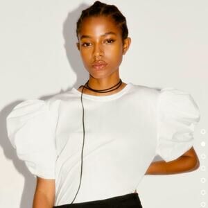 Zara White balloon sleeve top size Medium
